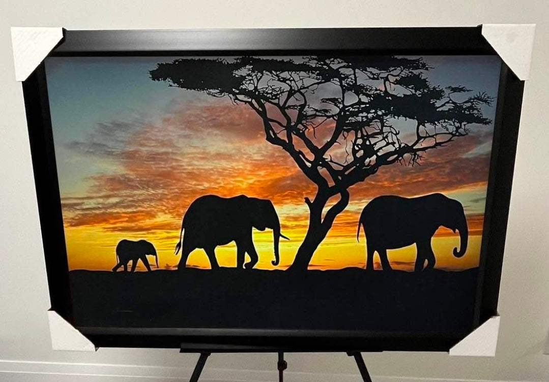 26x38 Wall Art Animals Elephants Textured Fine Art Print