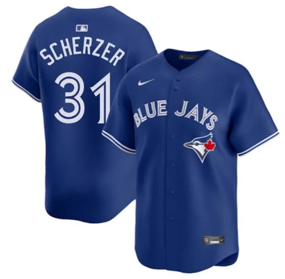 Toronto Blue Jays 50th Patch Scherzer Dark Blue Baseball Jersey Size Womens Medium