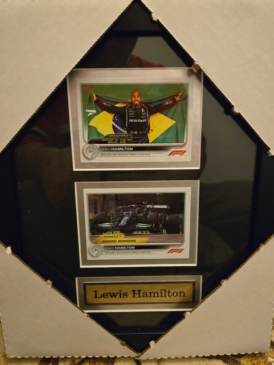 Formula One F1 Lewis Hamilton Mercedes 2 Card Collector Frame