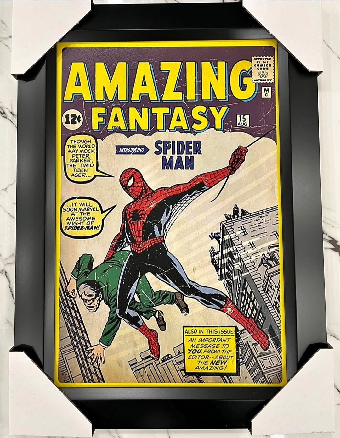 21x16 Marvel Comics Amazing Fantasy 1st Spiderman Textured Fine Art Print