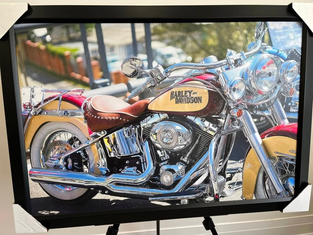 26x38 Wall Art Automotive Harley Davidson Motorcycles Textured Fine Art Print