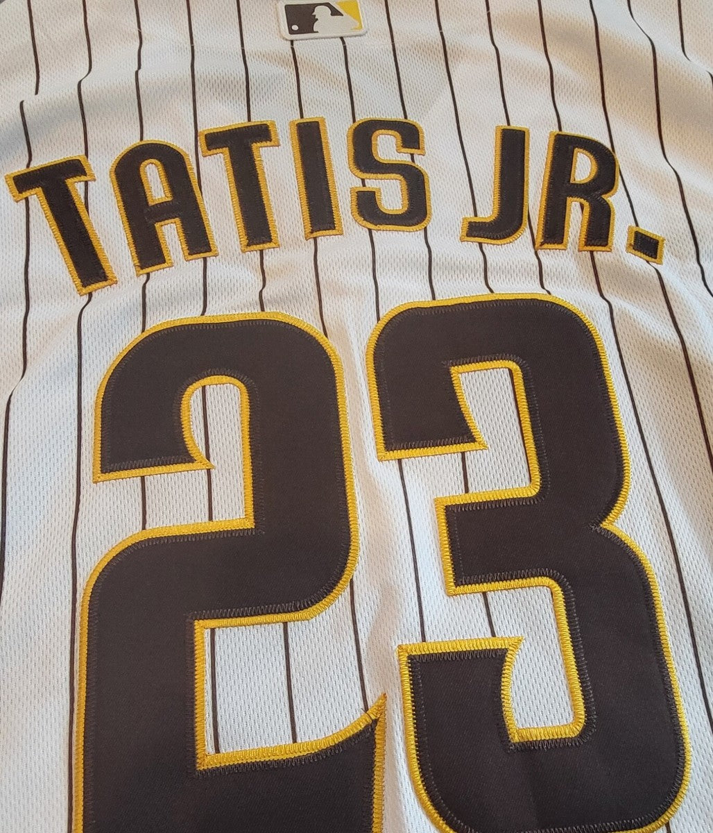 San Diego Padres Tatis Jr White Pinstripe Baseball Jersey Size Mens Medium