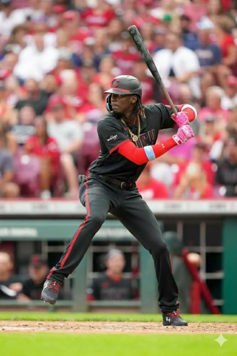 21x16 MLB Cincinnati Red Elly De La Cruz Textured Fine Art Print