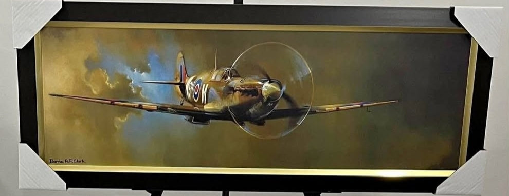 40x16 Canadian Military Aviation History Barry Clark Spitfire Reproduction Textured Fine Art Print