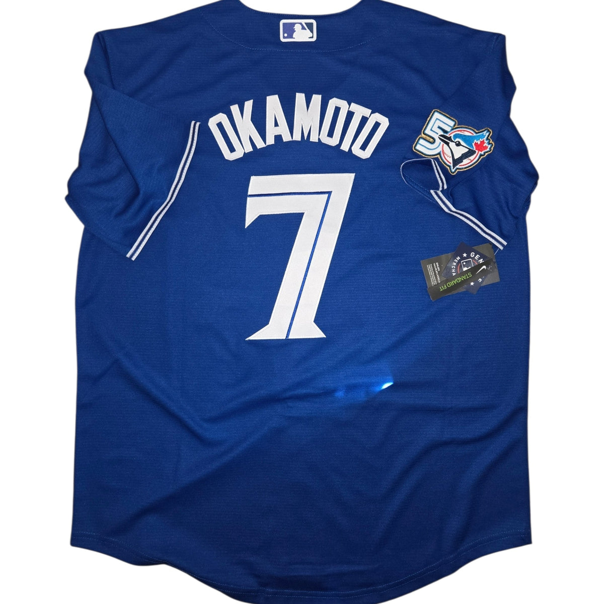 Toronto Blue Jays 50th Patch Okamoto Dark Blue Baseball Jersey Size Mens Large