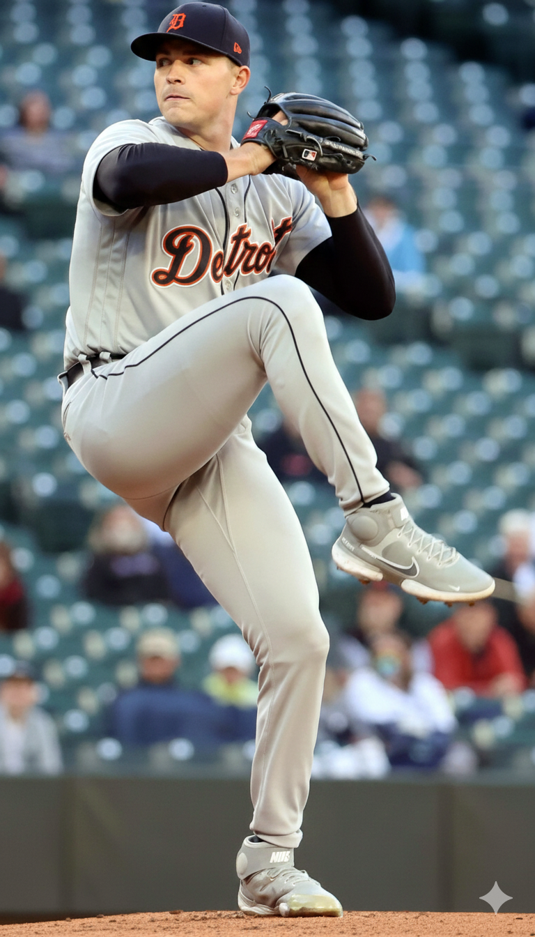 21x16 MLB Detroit Tigers Derek Skubal Textured Fine Art Print