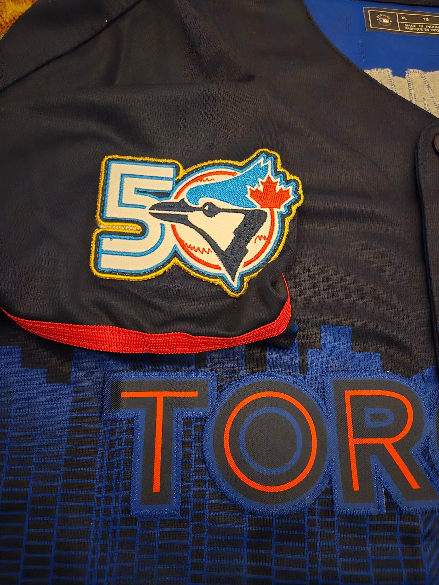 Toronto Blue Jays 50th Patch Springer City Connect Baseball Jersey Size Womens Medium
