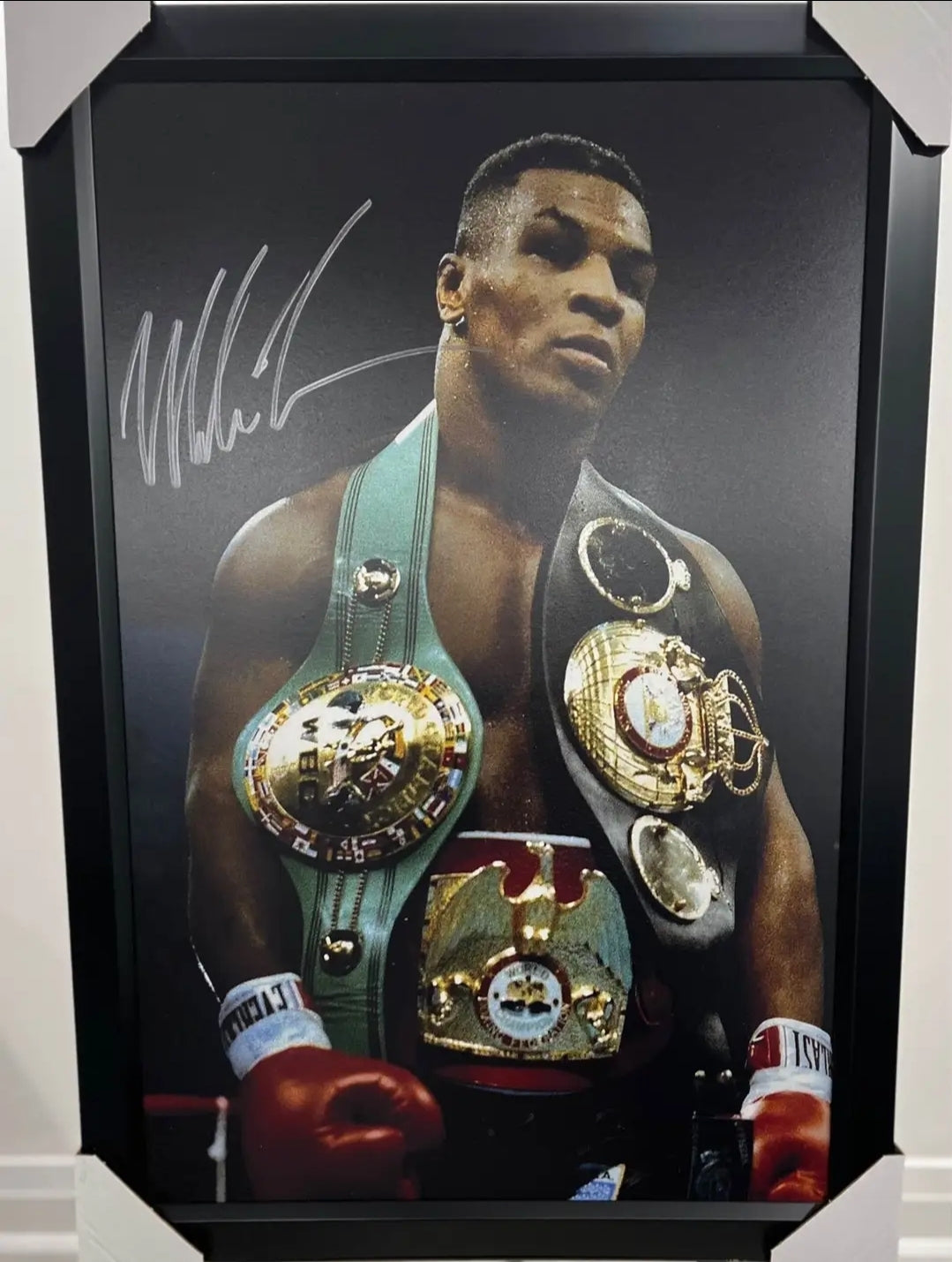 21x16 Boxing Legend Iron Mike Tyson Facsimile Autograph Textured Fine Art Print