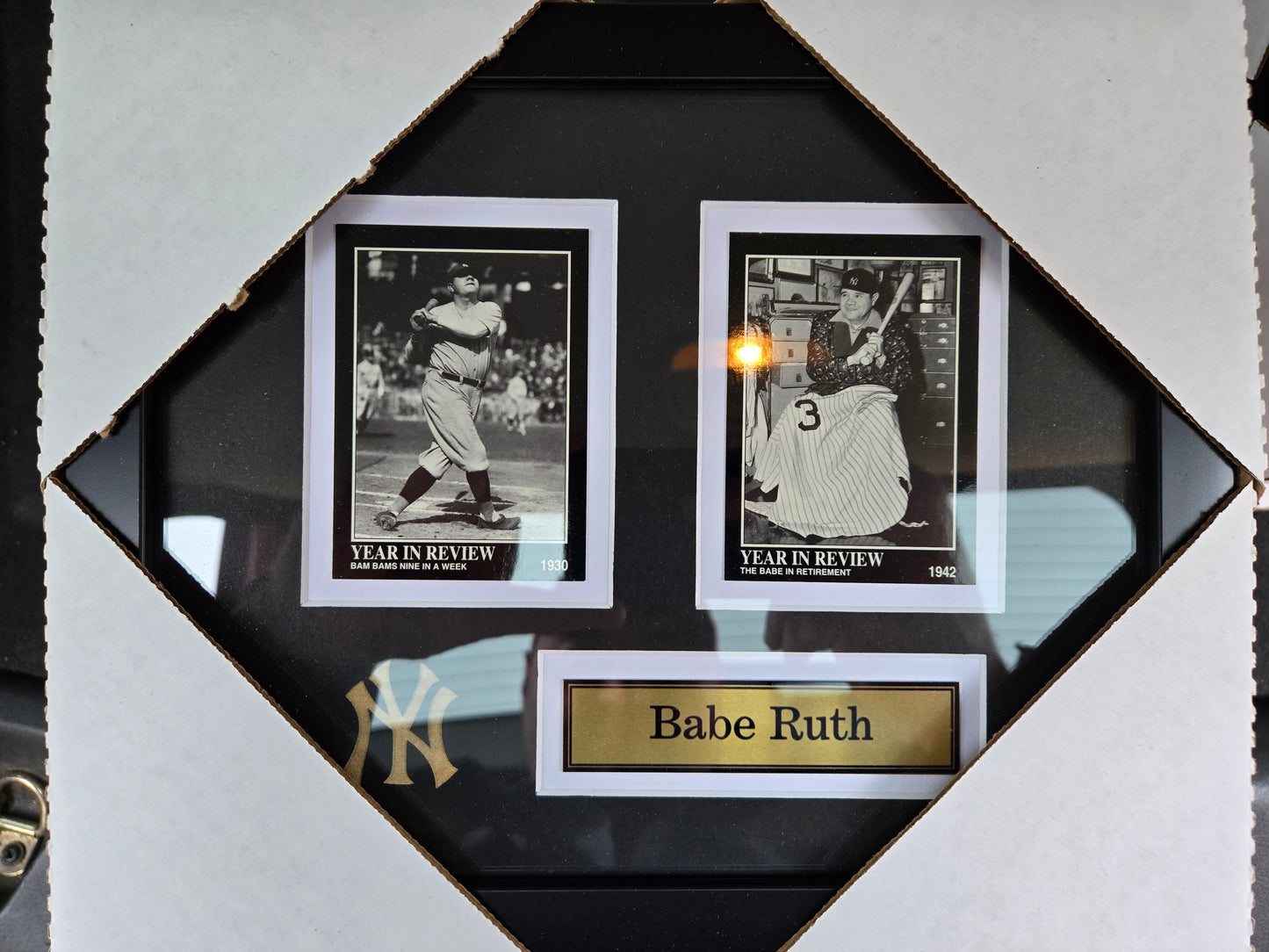 12x10 MLB New York Yankees Babe Ruth 2 Card Collector Frame