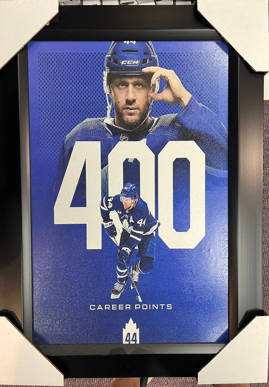21x16 Toronto Maple Leafs Morgan Rielly 400 Points Collage Textured Fine Art Print