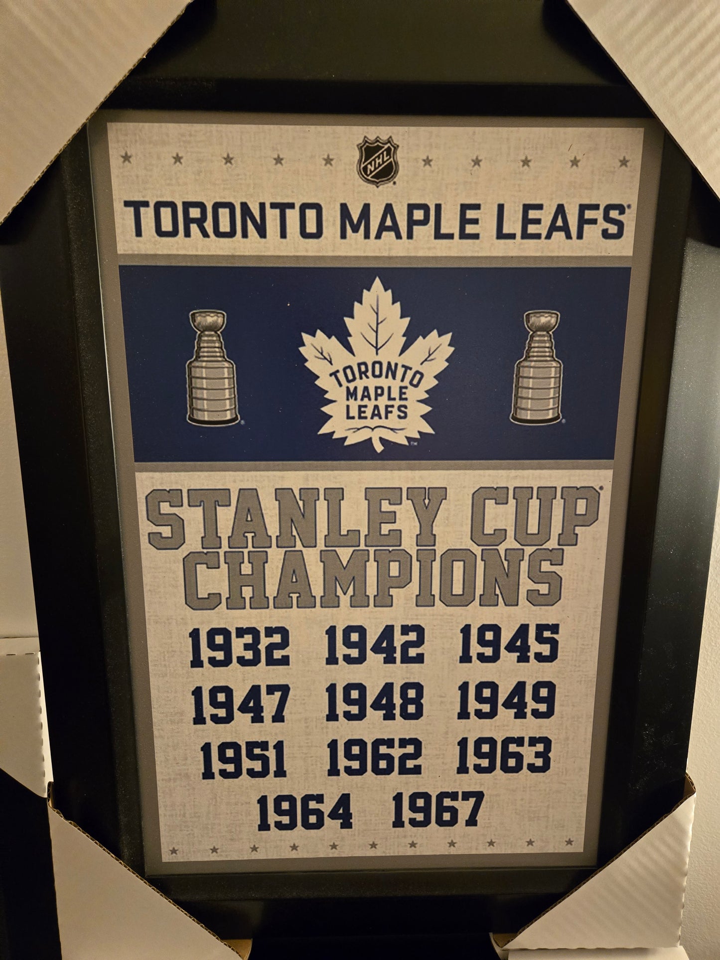 21x16 NHL Toronto Maple Leafs Stanley Cup Champion Banner Textured Fine Art Print