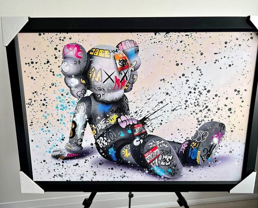 28x38 Kaws Reproduction Graffitti Style Textured Fine Art Print