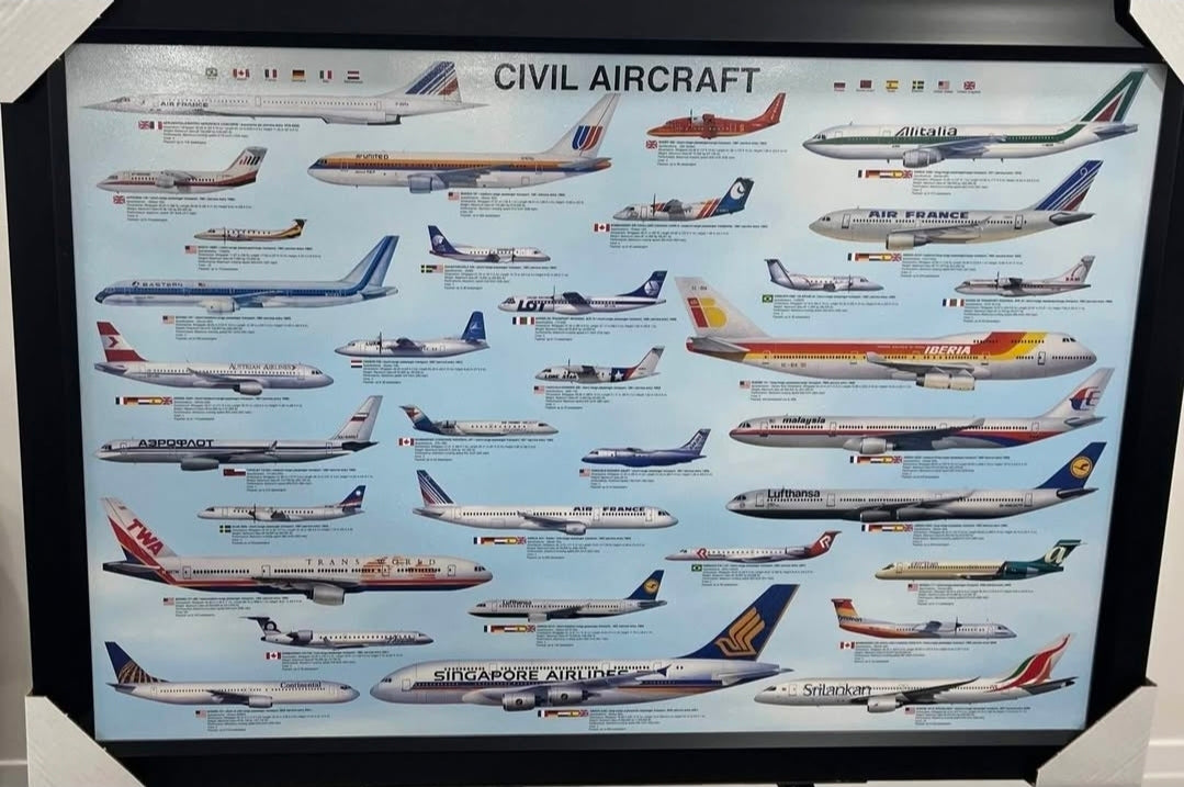 26x38 Aviation History Commercial Airliners Jets Boeing Airbus Textured Fine Art Print