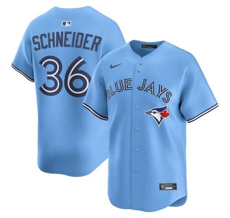 Toronto Blue Jays 50th Patch Schneider Light Blue Baseball Jersey Size Mens Medium