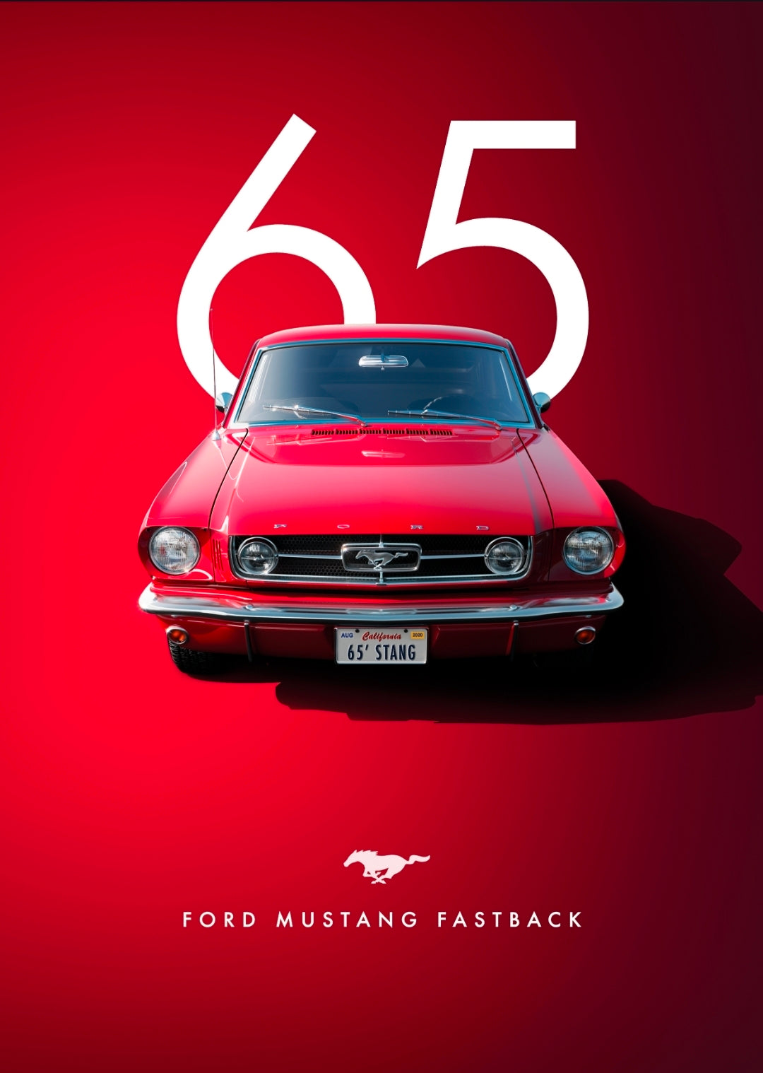 26x38 Wall Art Automotive 1965 Ford Mustang Textured Fine Art Print