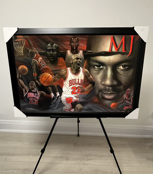 26x38 Chicago Bulls Legend Michael Jordan Collage Textured Fine Art Print
