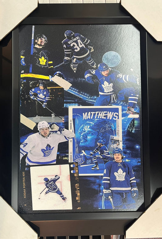 21x16 Toronto Maple Leafs Auston Matthews Collage Textured Fine Art Print