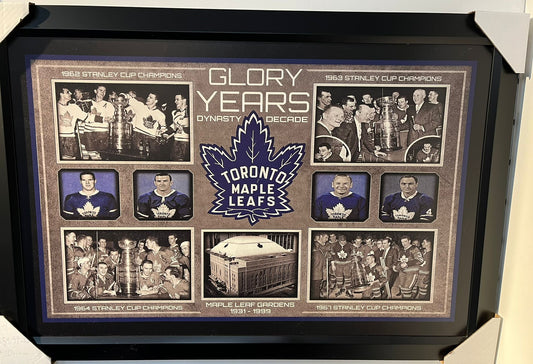 21x16 Toronto Maple Leafs Glory Years Collage Textured Fine Art Print