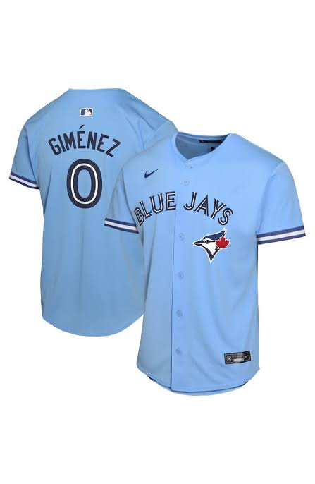 Toronto Blue Jays 50th Patch Gimenez Light Blue Baseball Jersey Size Womens Large