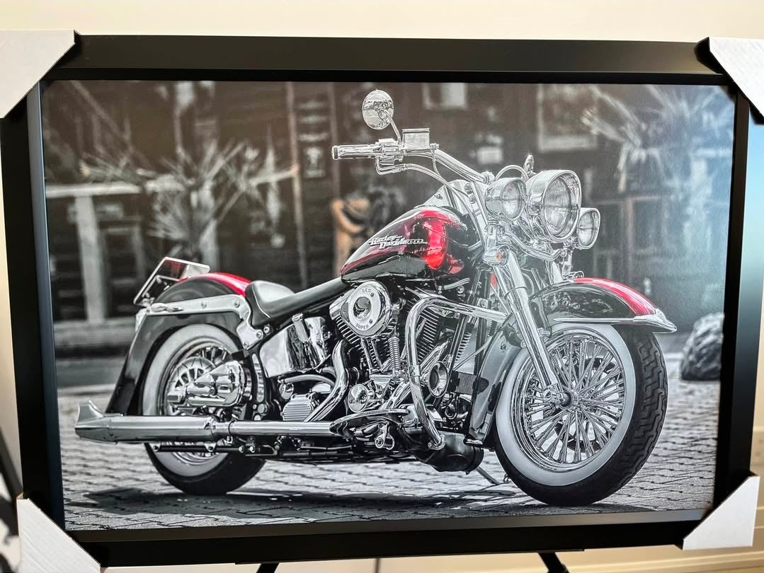 26x38 Wall Art Motorcycle Harley Davidson Textured Fine Art Print