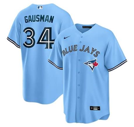 Toronto Blue Jays 50th Patch Gausman Light Blue Baseball Jersey Size Womens Medium