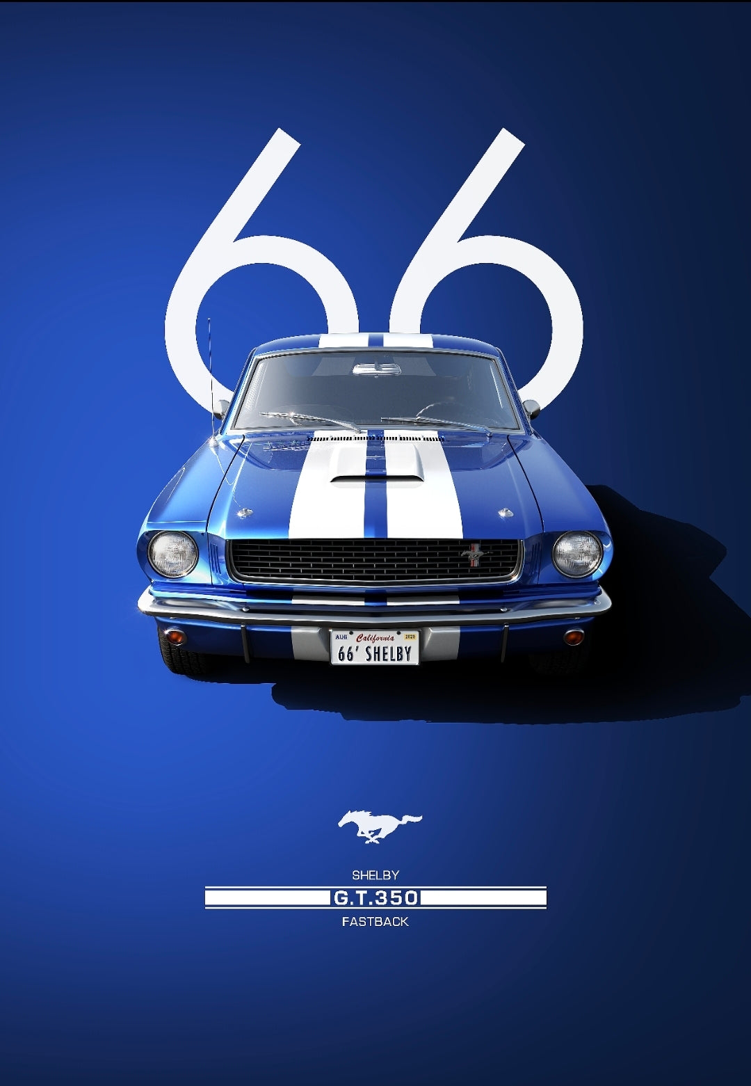 26x38 Wall Art Automotive 1966 Ford Mustang Textured Fine Art Print