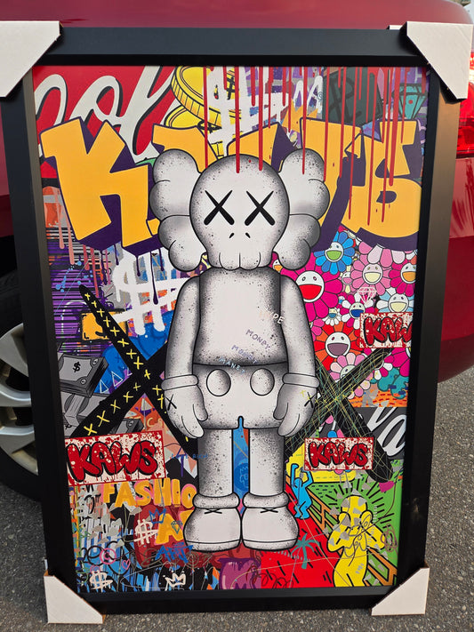 28x38 Kaws Reproduction Graffitti Style Textured Fine Art Print