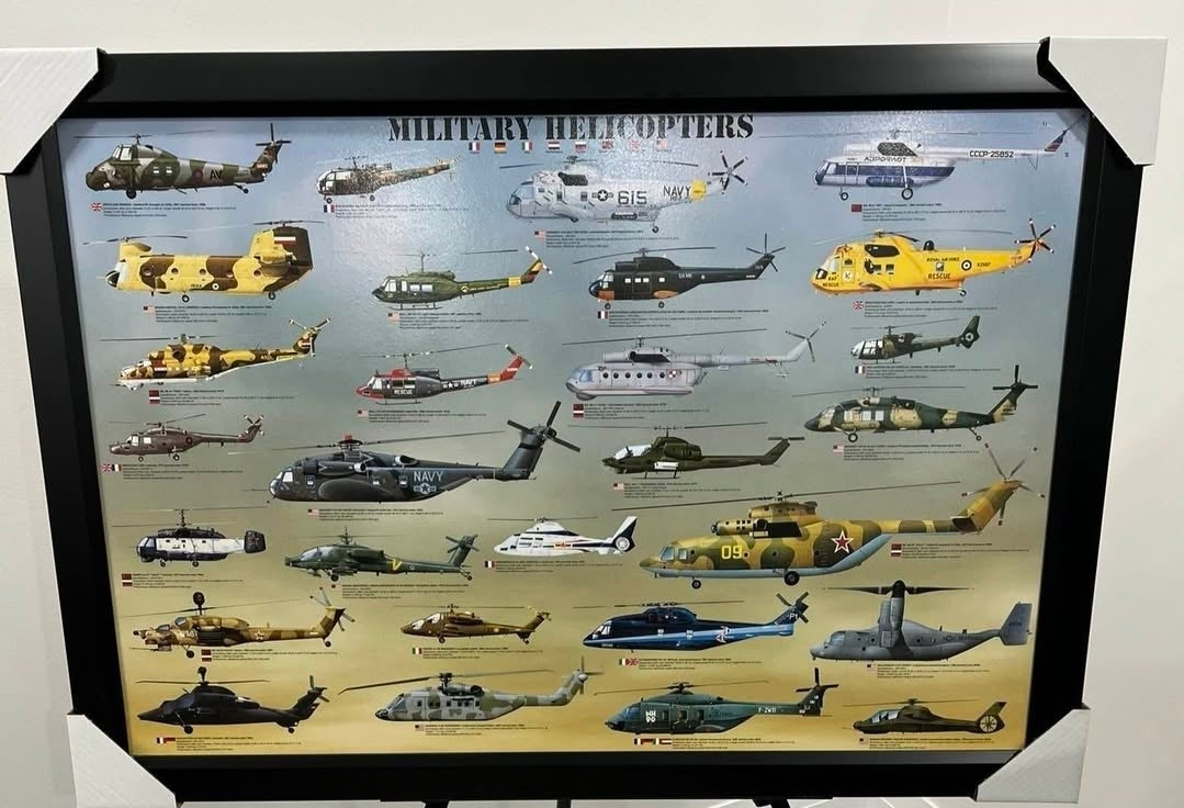 26x38 Military Aviation History Helicopters Textured Fine Art Print