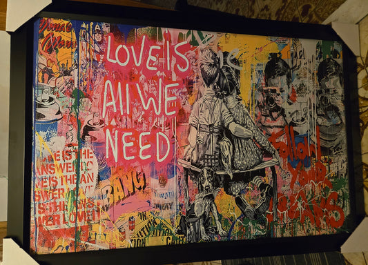 28x38 Banksy Reproduction Love Is All We Need Textured Fine Art Print