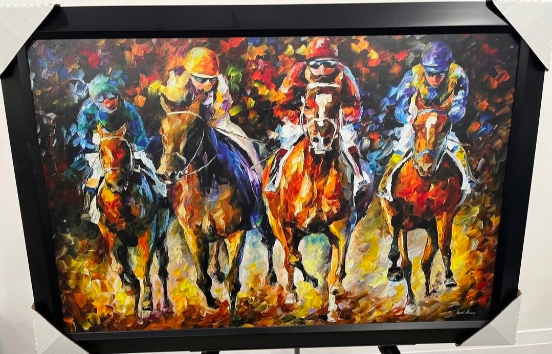 26x38 Wall Art Horse Race Textured Fine Art Print