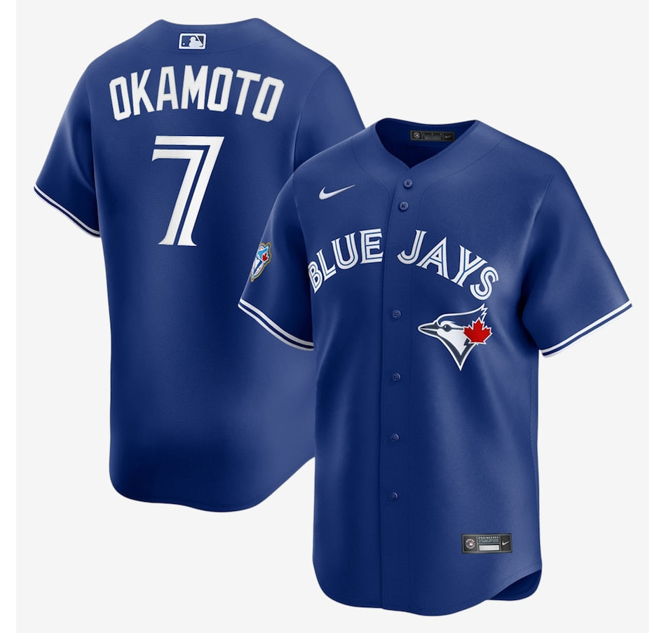 Toronto Blue Jays 50th Patch Okamoto Dark Blue Baseball Jersey Size Womens Large