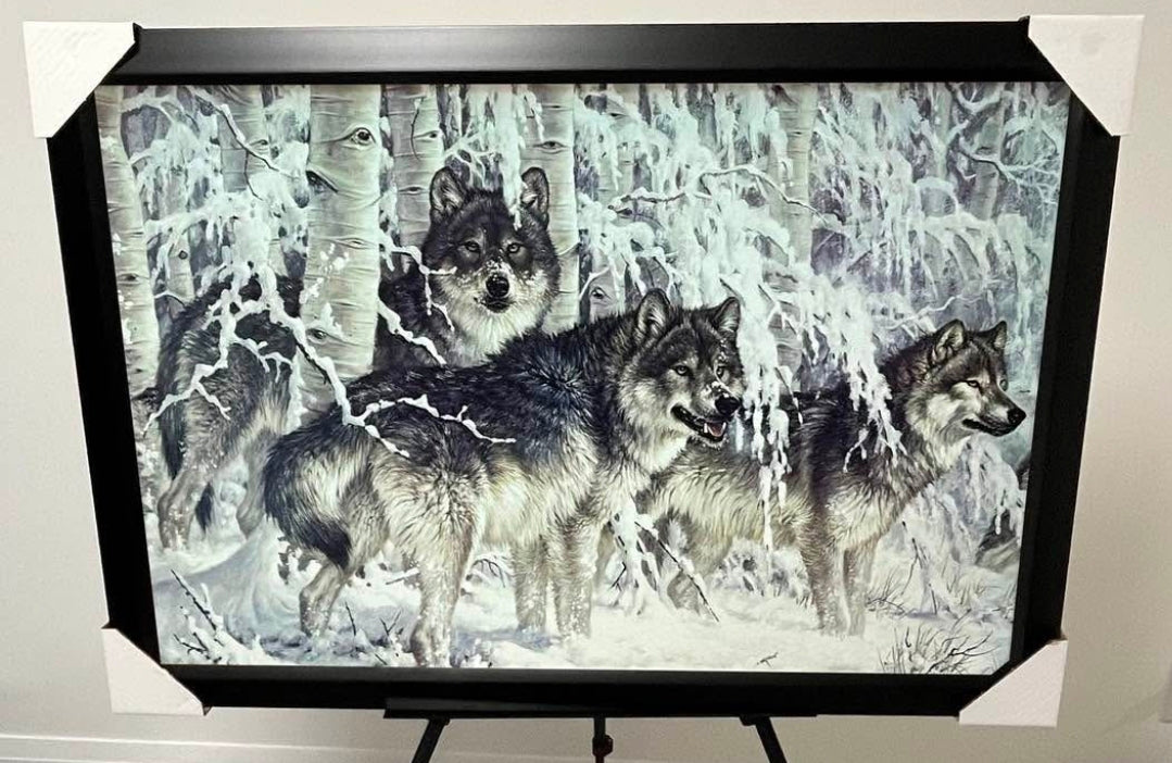 26x38 Wall Art Animals Wolves Textured Fine Art Print