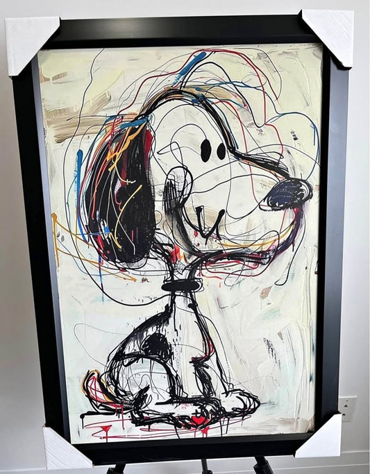 26x36 Snoopy Peanuts Reproduction Graffitti Style Textured Fine Art Print