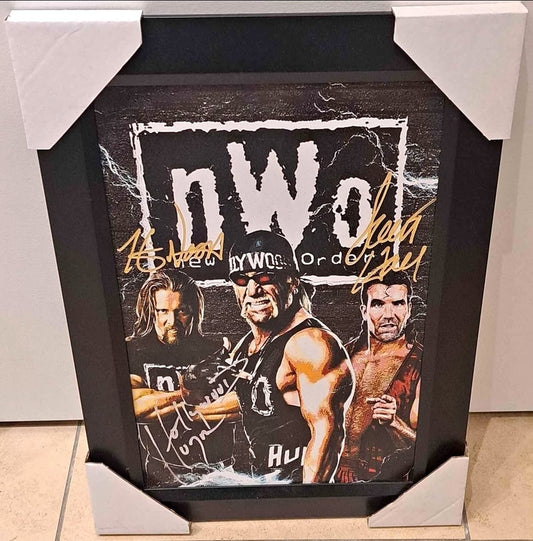 21x16 WCW WWE NWO Hogan Hall Nash Facsimile Autograph  Textured Art Print