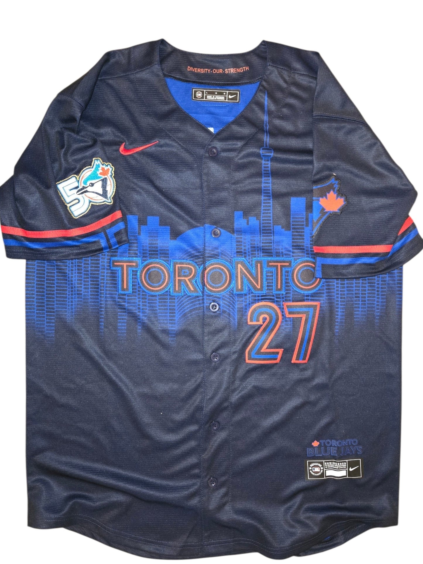 Toronto Blue Jays 50th Patch Guerrero Jr City Connect Baseball Jersey Size Mens XXXL