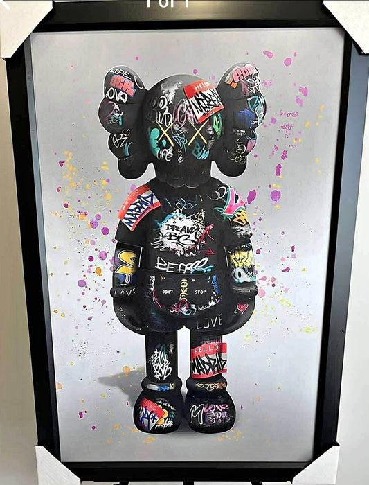 28x38 Kaws Reproduction Graffitti Style Textured Fine Art Print