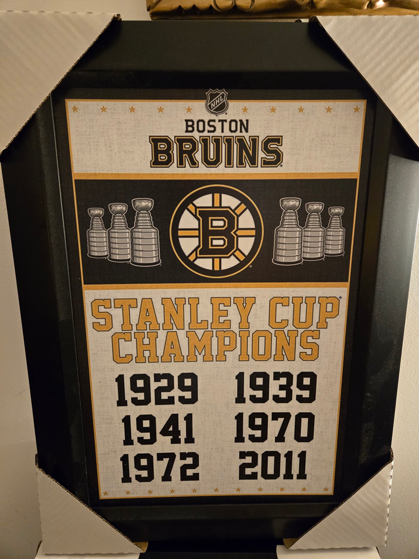 21x16 NHL Boston Bruins Stanley Cup Champion Banner Textured Fine Art Print