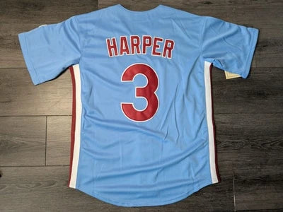 Philadelphia Phillies Harper Powder Blue Baseball Jersey Size Mens Medium