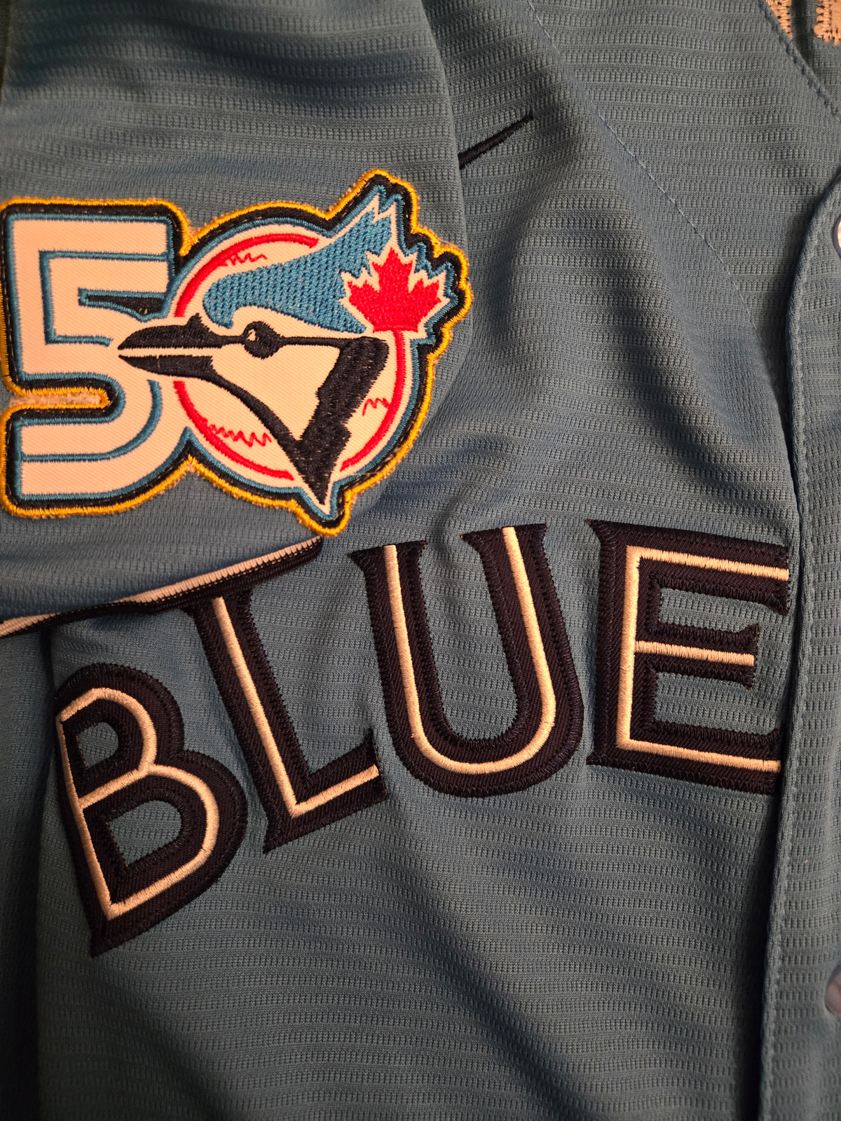 Toronto Blue Jays 50th Patch Gimenez Light Blue Baseball Jersey Size Womens Medium