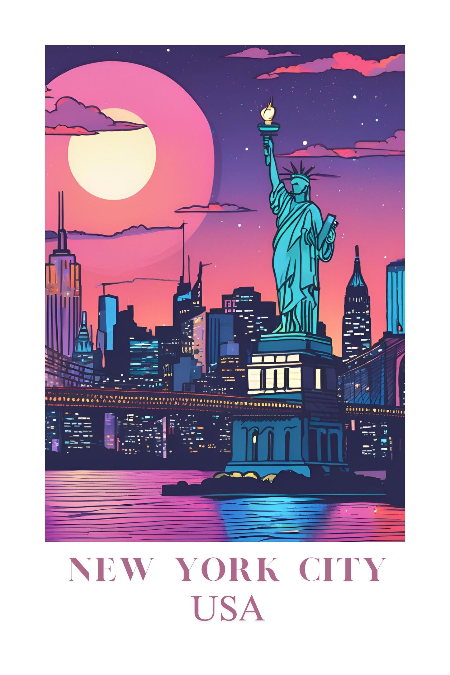 21x16 Wall Art Scenic New York City USA Textured Fine Art Print