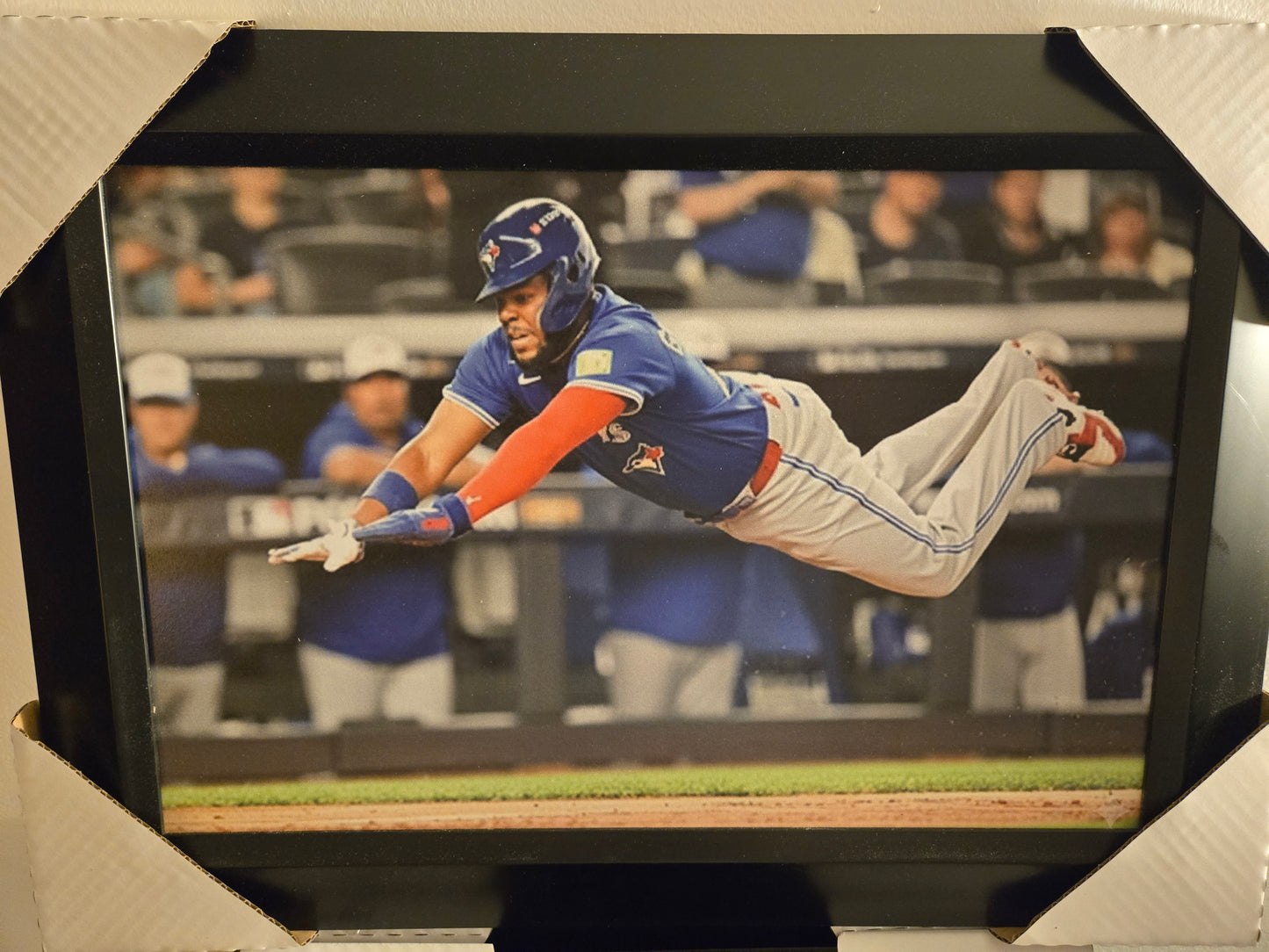 21x16 MLB Toronto Blue Jays Vladdy Guerrero Jr World Series Home Plate Dive Yankees Textured Fine Art Print
