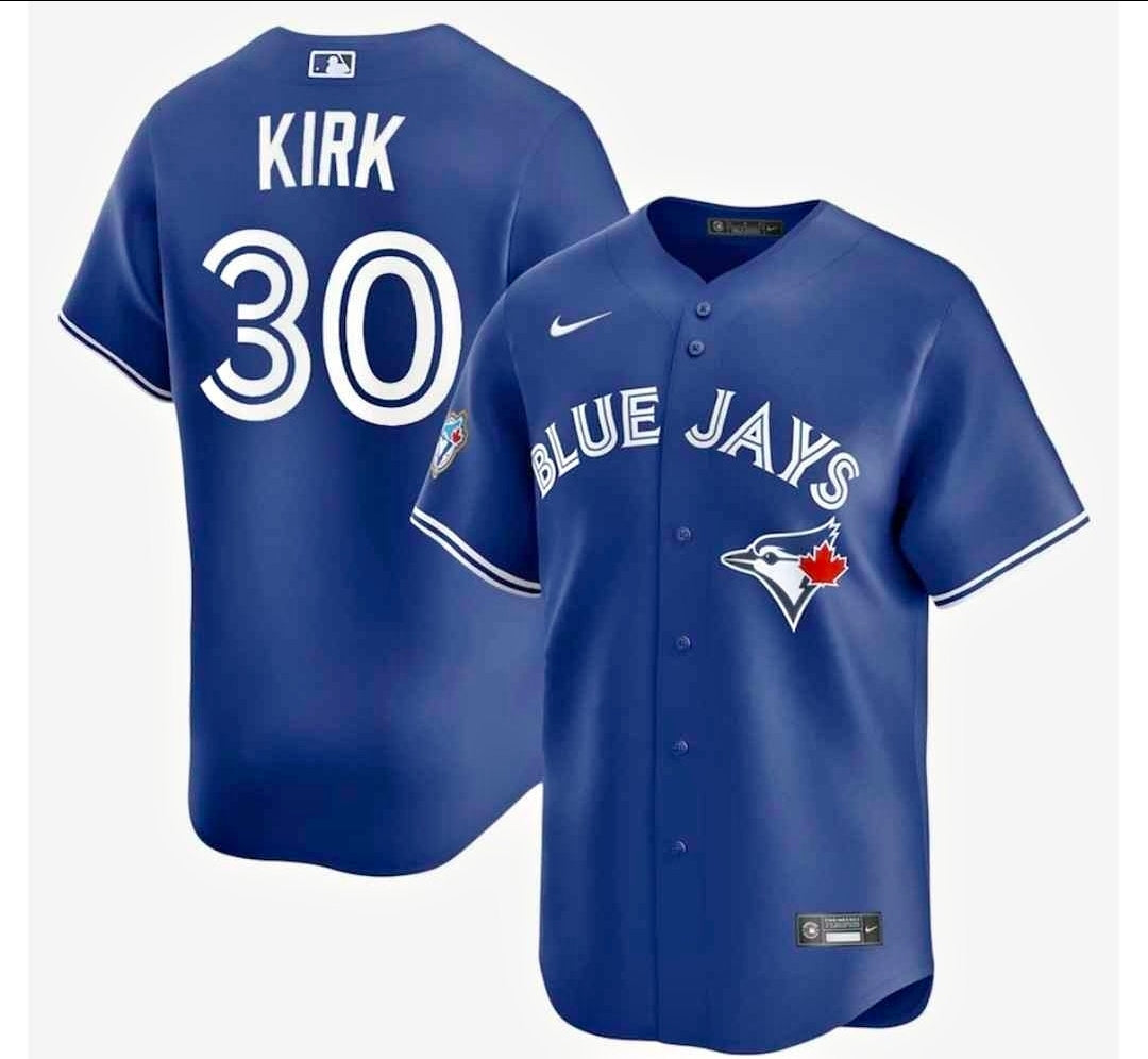 Toronto Blue Jays 50th Patch Kirk Dark Blue Baseball Jersey Size Womens Medium