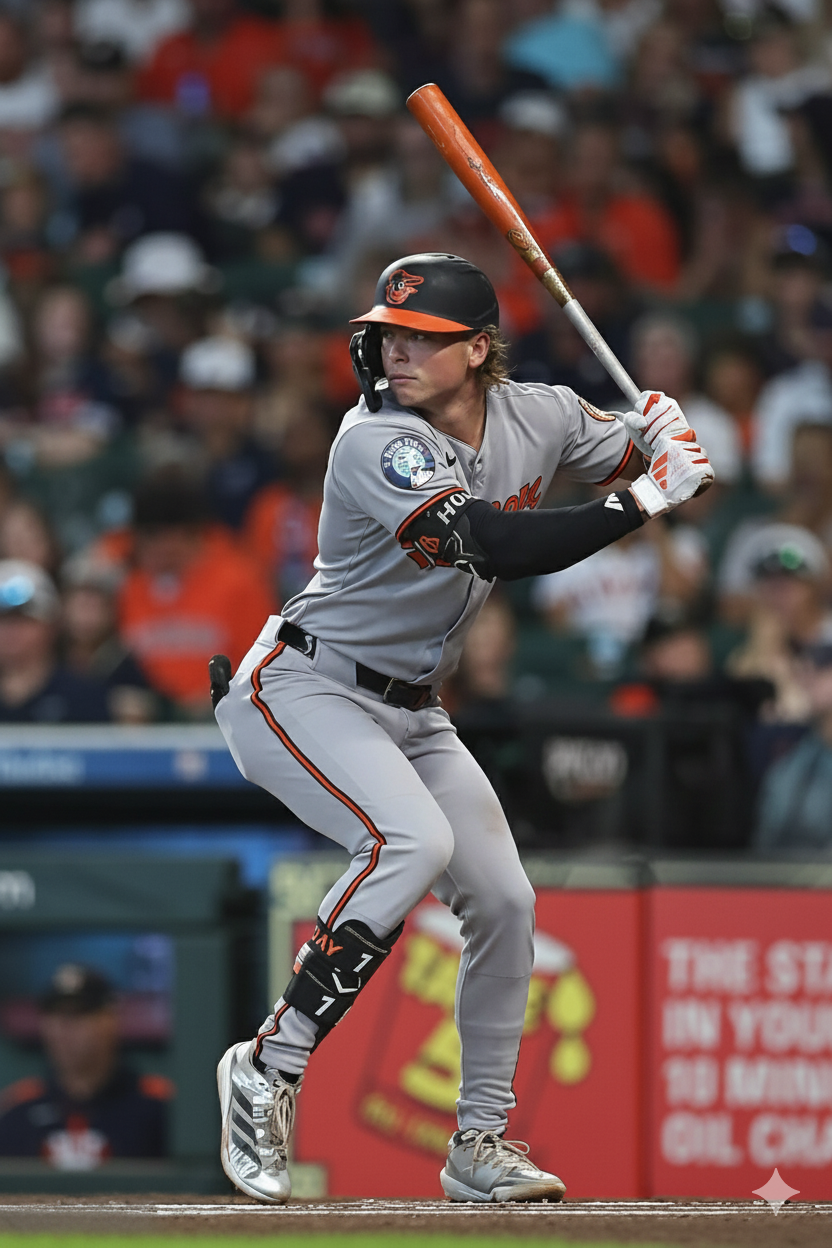 21x16 MLB Baltimore Orioles Gunnar Henderson Textured Fine Art Print