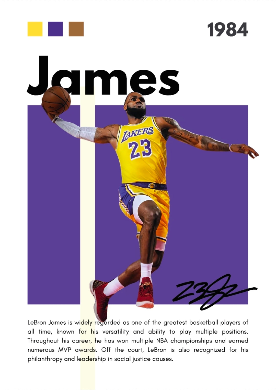 21x16 NBA LA Lakers LeBron James Textured Fine Art Print Facsimile Autographed