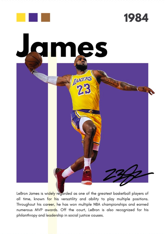 21x16 NBA LA Lakers LeBron James Textured Fine Art Print Facsimile Autographed
