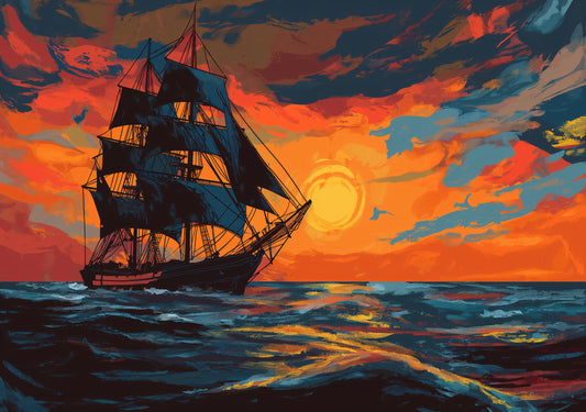 26x38 Wall Art Scenic Sail Boat Textured Fine Art Print