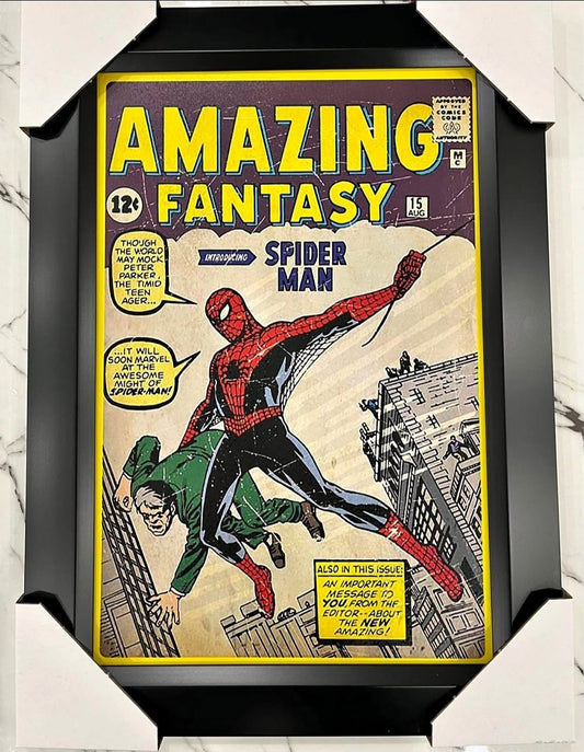 21x16 Marvel Comics Amazing Fantasy 1st Spiderman Textured Fine Art Print