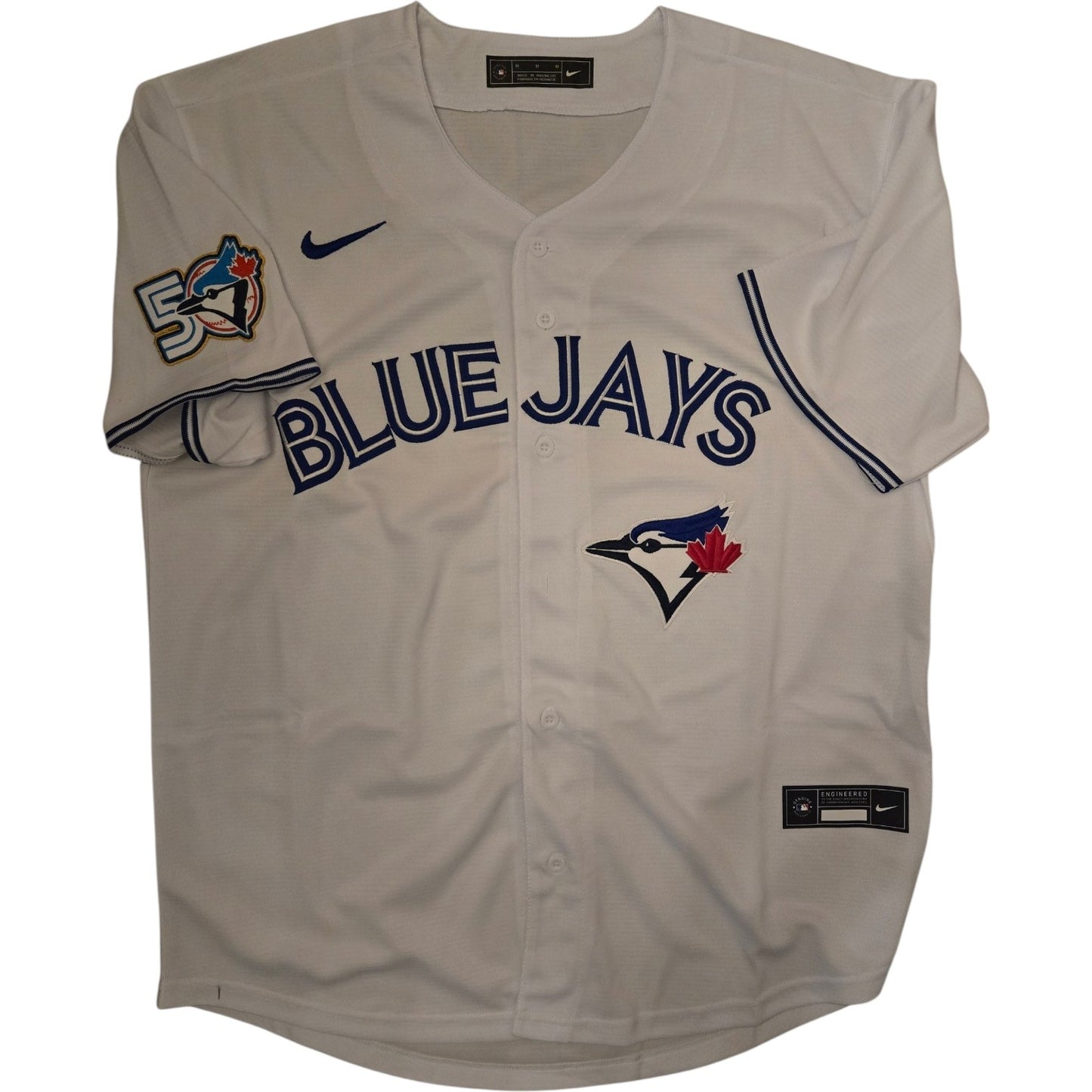 Toronto Blue Jays 50th Patch Barger White Baseball Jersey Size Mens Large