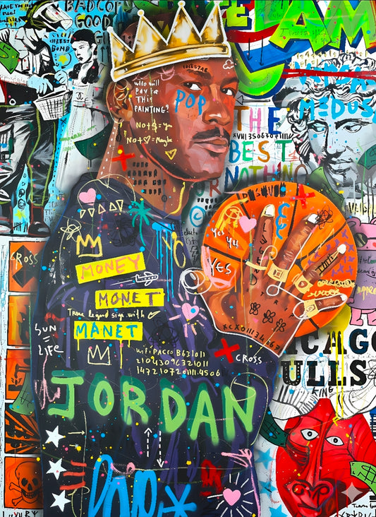 21x16 Chicago Bulls Michael Jordan Graffitti Style Textured Fine Art Print