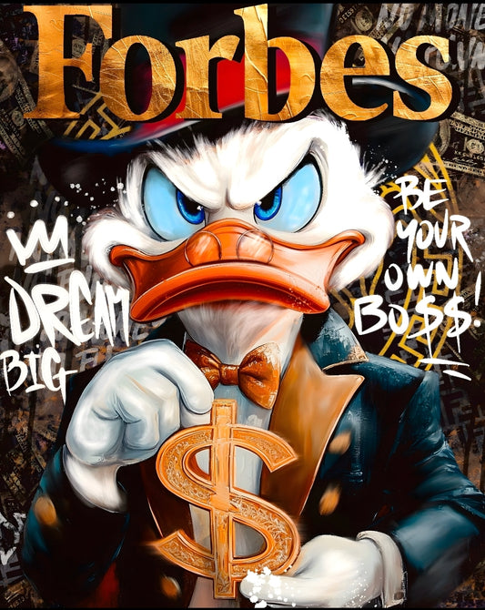 26x38 Wall Art Graffitti Style Scrooge McDuck Dream Big Textured Fine Art Print